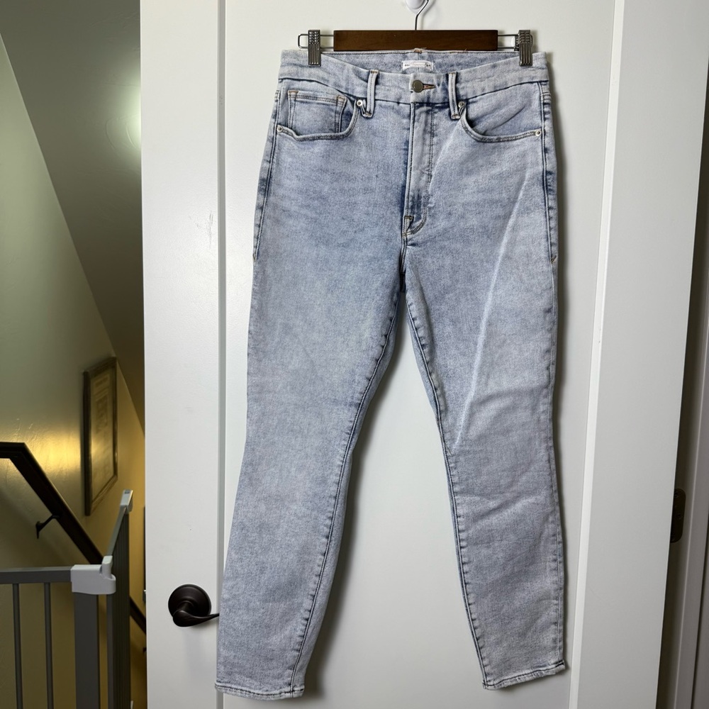 Good American High Waisted‎ Acid Light Wash Jean Skinny Ankle Stretch GLC380T